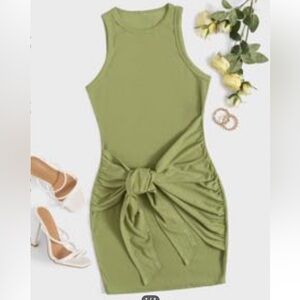 Sleeveless mini dress-lime green